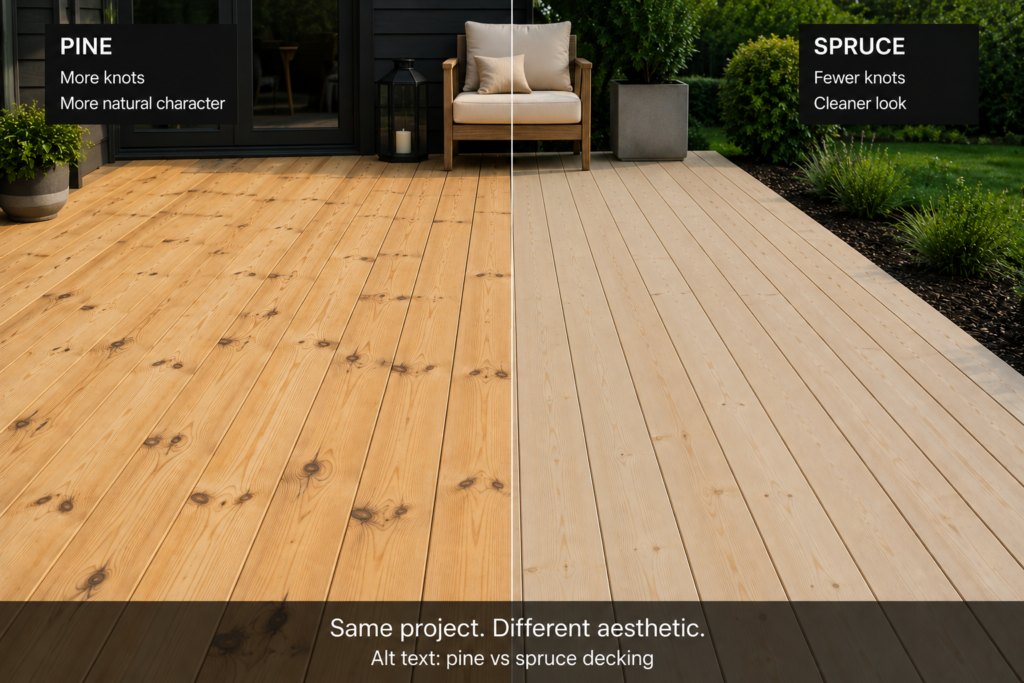 pine vs spruce decking