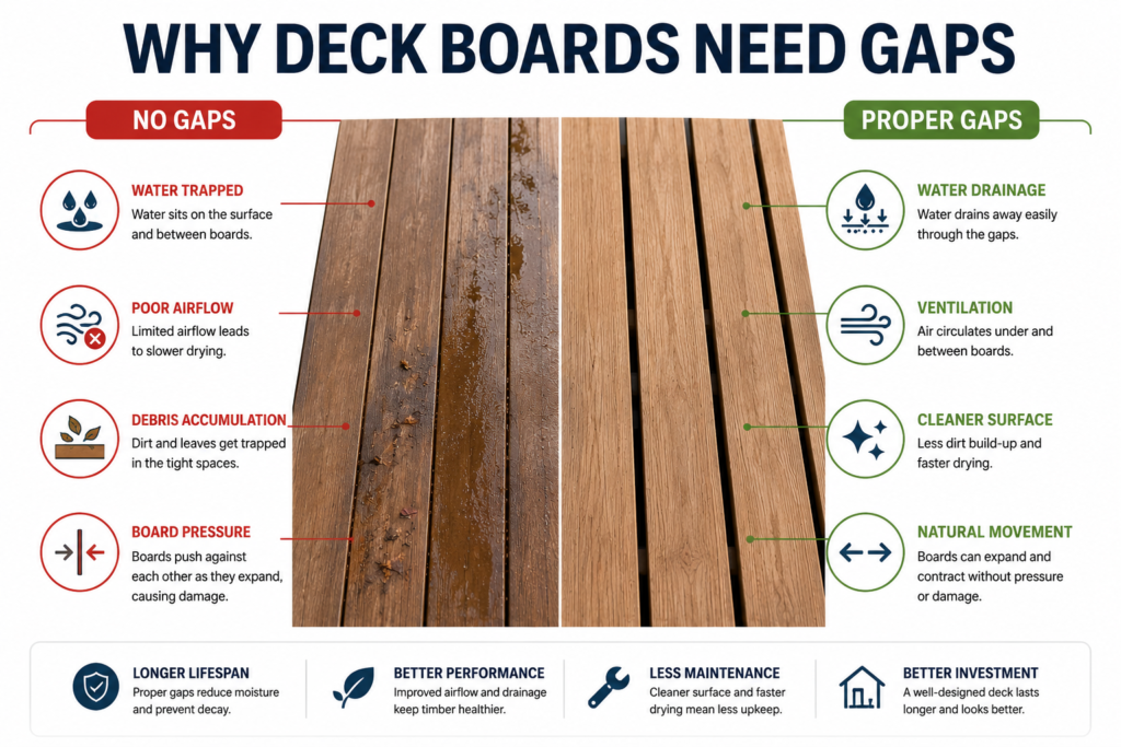 proper spacing between deck boards